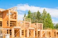 New condo building under construction on sunny day on blue sky background Royalty Free Stock Photo