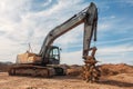 New construction bull dozer equipment breaking ground. Royalty Free Stock Photo