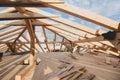 New construction details - framing installing the roof truss system