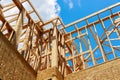 New construction frame home building under construction Royalty Free Stock Photo