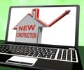 New Construction House Laptop Means Recently Constructed Home Royalty Free Stock Photo