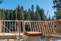 The wall between the garage and the house being raised. Royalty Free Stock Photo