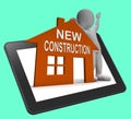 New Construction House Tablet Shows Newly Built Property Royalty Free Stock Photo