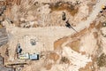 New construction site with heavy construction machines. aerial top view Royalty Free Stock Photo