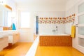 New contemporary bathroom with orange tiles Royalty Free Stock Photo