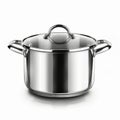 New Cooking Pot Isolated, Metal Saucepan with Glass Lid, Soup Kitchenware, Shiny Stainless Cooking Pot Royalty Free Stock Photo