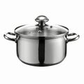 New Cooking Pot Isolated, Metal Saucepan with Glass Lid, Soup Kitchenware, Shiny Stainless Cooking Pot Royalty Free Stock Photo