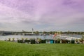 The new Copa Beach on the New Danube in summer, in Vienna, Austria