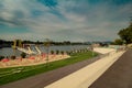 The new Copa Beach on the New Danube in summer, in Vienna, Austria