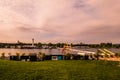 The new Copa Beach on the New Danube in summer, in Vienna, Austria