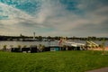 The new Copa Beach on the New Danube in summer, in Vienna, Austria