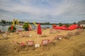 The new Copa Beach on the New Danube in summer, in Vienna, Austria
