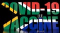 New coronavirus vaccine with text and flag of South Africa as a background. South African Medical research and