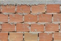 The pronounced texture of corpulent brick on the wall with a cement seam with cement hat Royalty Free Stock Photo