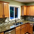 New countertops installed, backsplash tile partially up , new, contemporary, modern Royalty Free Stock Photo