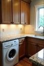 New countertops installed, backsplash tiling underway , upgrade, remodel, modern Royalty Free Stock Photo