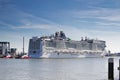 New cruise ship leaving Rotterdam, June 21-2010 Royalty Free Stock Photo