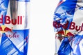 New and Crumpled  Aluminum cans of RedBull Royalty Free Stock Photo