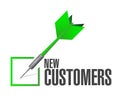 new customer check dart sign concept
