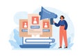 New customers search. Character web searching. Business development