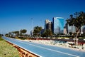 New cycle lanes of the popular Abu Dhabi Corniche Royalty Free Stock Photo