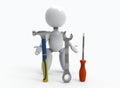 New 3D people - hammer, wrench, screwdriver Royalty Free Stock Photo