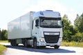 New DAF XF Semi Truck on the Road in Summer