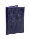 New dark blue wallet of reptile skin leather isolated Royalty Free Stock Photo