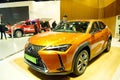 New Delhi - February 1, 2024: Lexus UX 300e car is on display at Bharat Mobility Global Expo 2024 at New Delhi in India