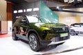 New Delhi - February 1, 2024: Tata Motors Harrier.ev car is on display at Bharat Mobility Global Expo 2024 at New Delhi in India