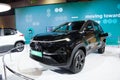 New Delhi - February 1, 2024: Tata Motors Nexon.ev subcompact crossover SUV is on display at Bharat Mobility Global Expo 2024 at N