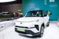 New Delhi - February 1, 2024: Tata Motors Punch.ev car is on display at Bharat Mobility Global Expo 2024 at New Delhi in India