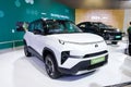 New Delhi - February 1, 2024: Tata Motors Punch.ev car is on display at Bharat Mobility Global Expo 2024 at New Delhi in India