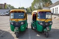 New Delhi, India - April 2019 : Classic Auto Rickshaw India Tuk Tuk with three wheeler is local taxi