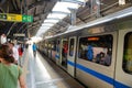 New Delhi, India - April 10, 2016 : Delhi Metro network consists of six lines with a total length of 189.63 kilometres 117.83 mi
