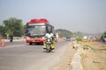 New Delhi, India - April 16, 2023 - View of Vehicles passing through the main road near Indra Gandhi International Airport Delhi