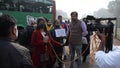 New Delhi, India December 25 2021 : Delhi Contractual Guest Teachers with posters, flags and graffitiÃ¢â¬â¢s protesting against Delhi