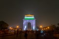 India Gate in Delhi at Night