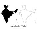New Delhi India. Detailed Country Map with Location Pin on Capital City.