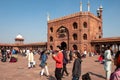 people evisitimng Jama Masjid in New Delhi, the most importand mosque in India Royalty Free Stock Photo