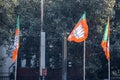 New Delhi, India - January 16 2023 - Bharatiya Janata Party Flag of Indian political party, BJP Bhartiya Janta Party Flag Waving