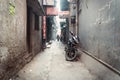 Narrow street in old Delhi. Main Bazaar new Delhi India