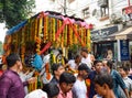 New Delhi, India July 01 2022 - A huge gathering of devotees from different parts of Delhi on the occasion of ratha yatra or Royalty Free Stock Photo