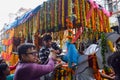 New Delhi, India July 01 2022 - A huge gathering of devotees from different parts of Delhi on the occasion of ratha yatra or Royalty Free Stock Photo