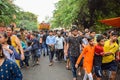 New Delhi, India July 01 2022 - A huge gathering of devotees from different parts of Delhi on the occasion of ratha yatra or