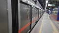 New Delhi India Ã¢â¬â June 21 2022 - Delhi Metro train arriving at Jhandewalan metro station in New Delhi, India, Asia, Public Metro