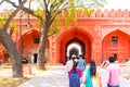 New Delhi, India, 30 Mar 2019 - The Zafar Mahal pavilion in Hayat Bakhsh Bagh Garden in the Red Fort of Delhi, India