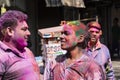 New Delhi, India, March 3 2017: People celebrating the famous Holi festival Royalty Free Stock Photo