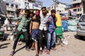 New Delhi, India, March 3 2017: Teenager celebrating the famous Holi festival Royalty Free Stock Photo