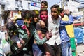 New Delhi, India, March 3 2017: Teenager celebrating the famous Holi festival Royalty Free Stock Photo